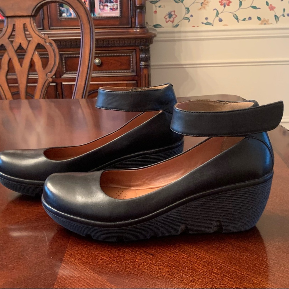 Clarks Mary Jane Black Women's Wedge Shoes